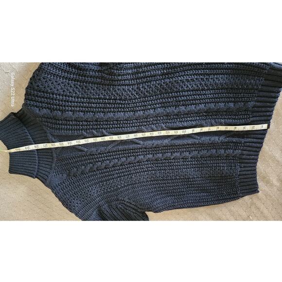 Vintage Black Cable Knit Turtleneck Sweater Womens Medium Cozy Classic Sweater - Picture 5 of 8